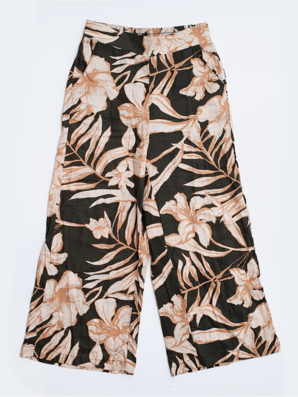 Rachel Zoe Wide-Leg Linen Pants with Tropical Floral Print